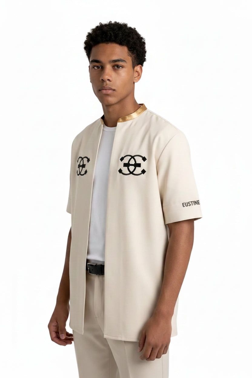 Beige round neck t-shirt