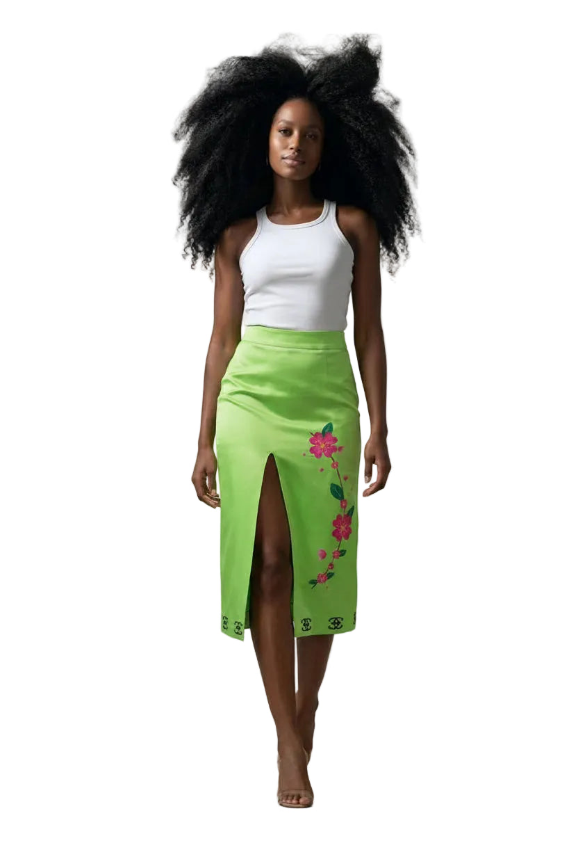 Elegant gloss green Skirt