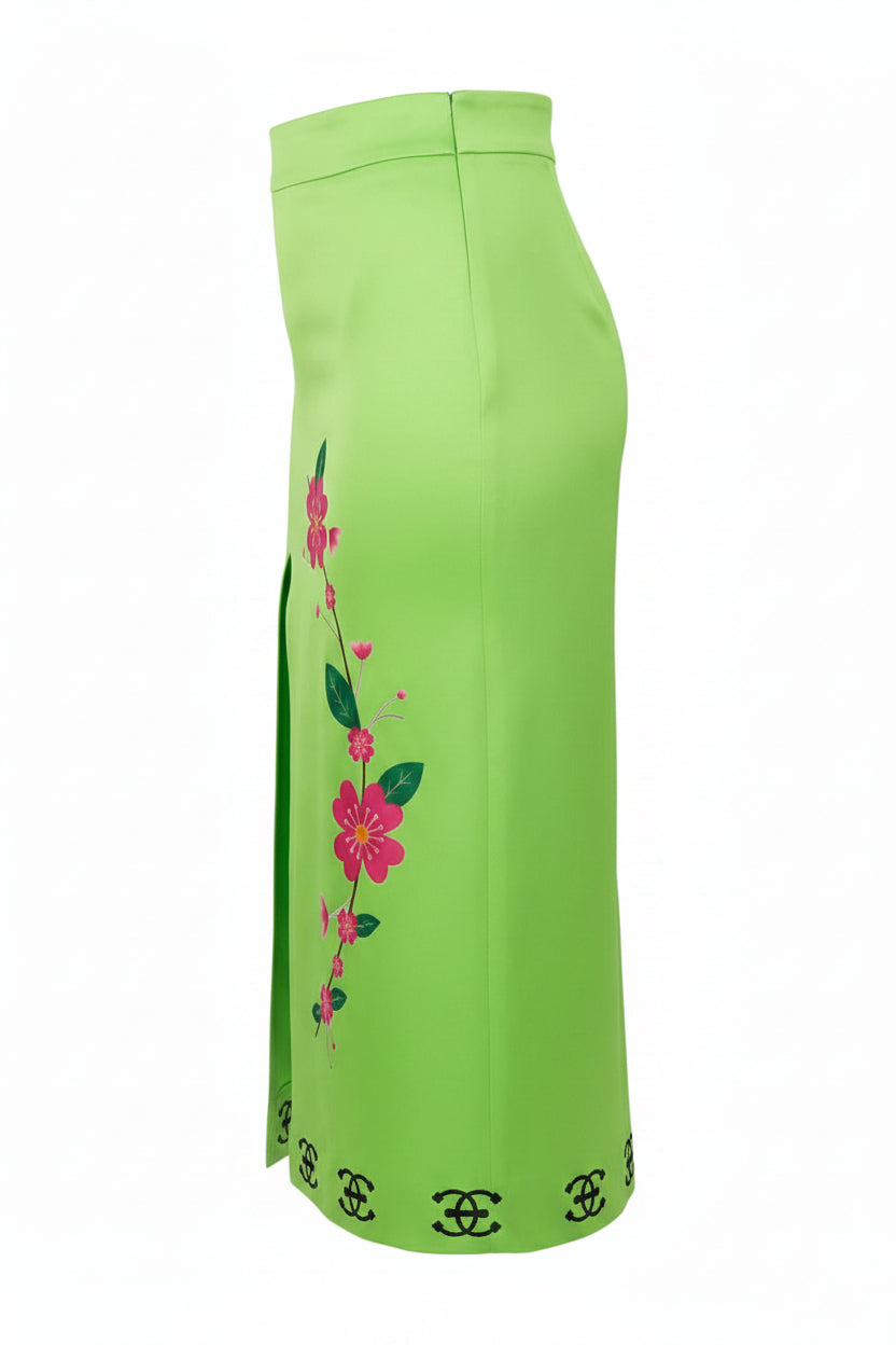 Elegant gloss green Skirt