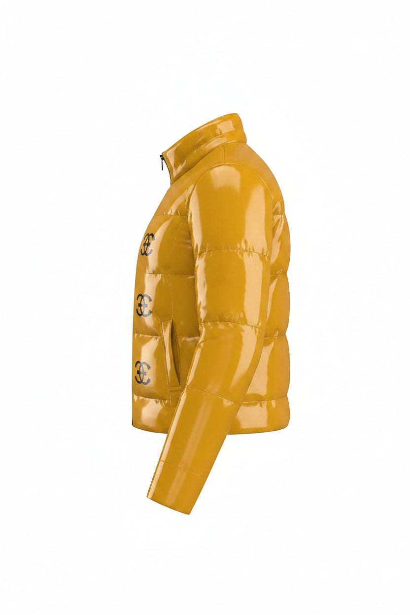 Golf flakes yellow Nylon puffer Jacket