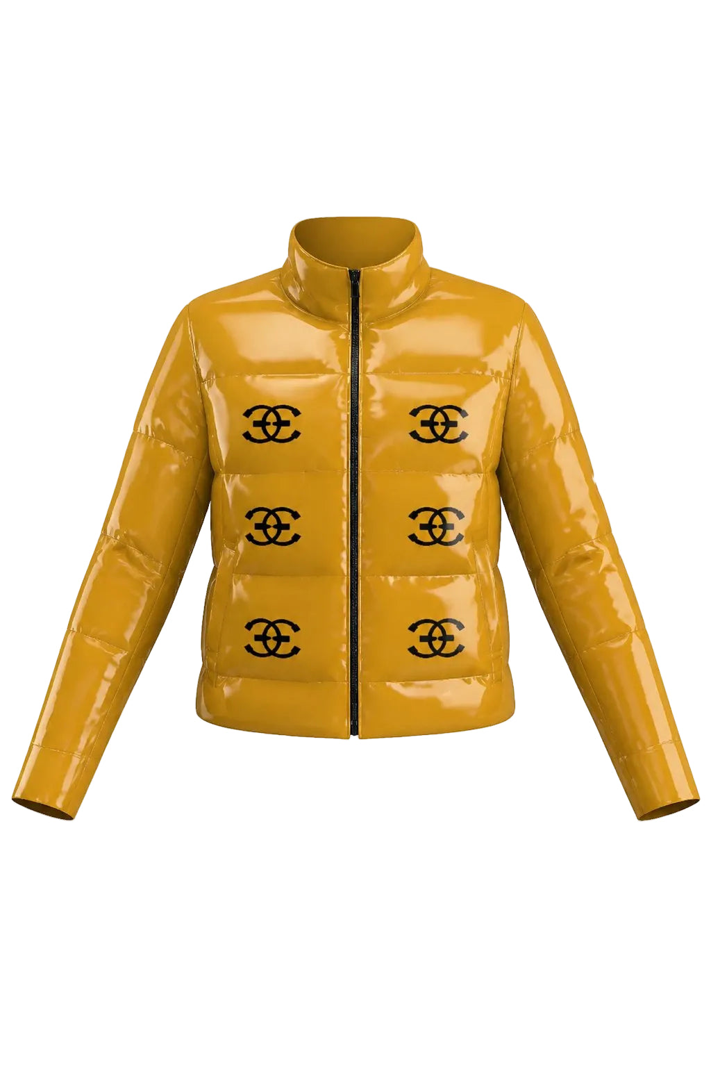 Golf flakes yellow Nylon puffer Jacket