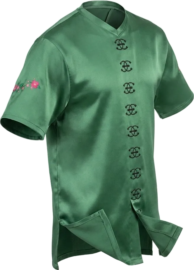 Green Silk V-neck T-shirt
